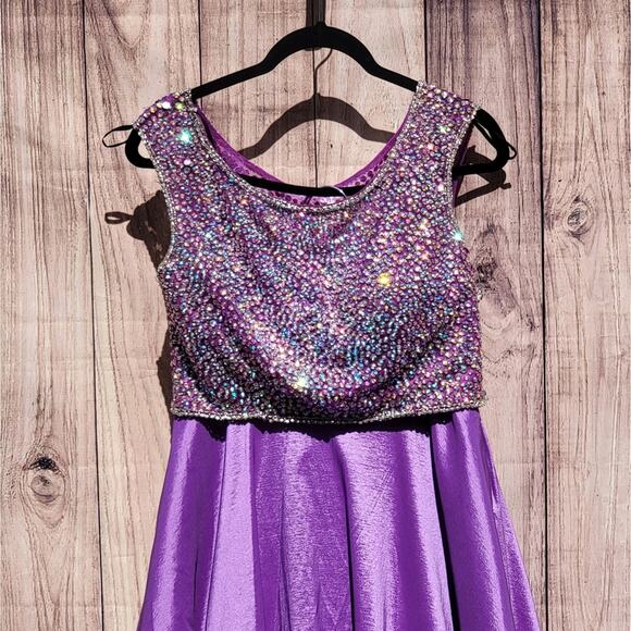 NWOT Vienna Prom Purple Rhinestone Bodice & Taffeta A-Line Skirt 2 PC Gown - Picture 3 of 11
